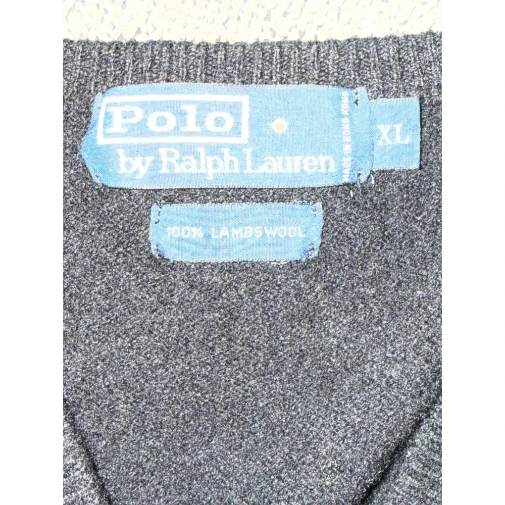 Polo Ralph Lauren Sweater Vest Mens XLarge Black 100% Lambs Wool